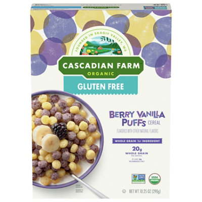 Cascadian Farm Organic Cereal Berry Vanilla Puffs Box - 10.25 Oz - Image 3