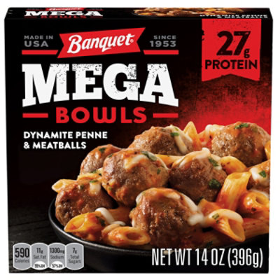 Banquet Mega Bowls Dynamite Penne & Meatballs Frozen Meal - 14 Oz - Image 1