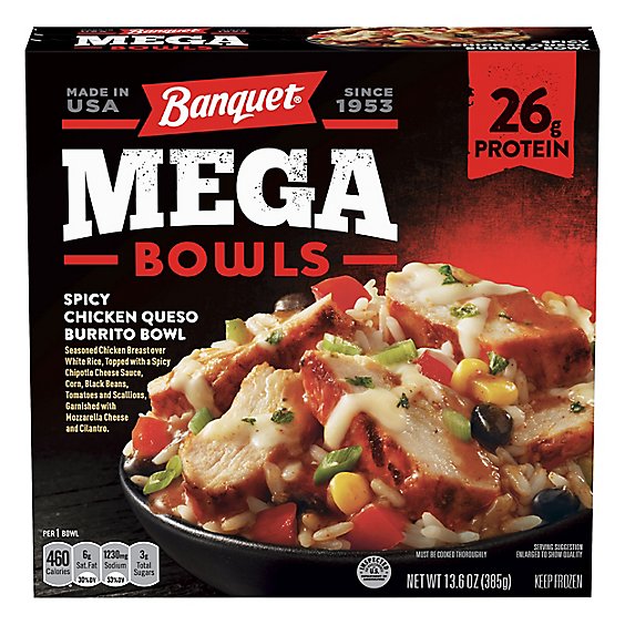 Banquet Meal Mega Bowls Chicken Queso Burrito Bowl Box - 13.6 Oz