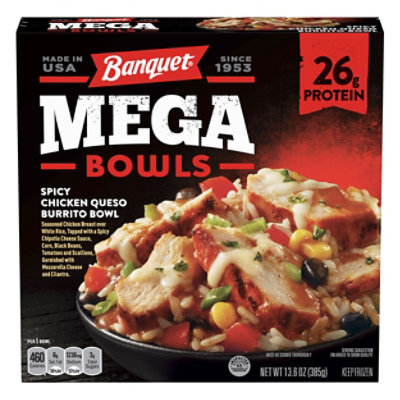 Banquet Meal Mega Bowls Chicken Queso Burrito Bowl Box - 13.6 Oz