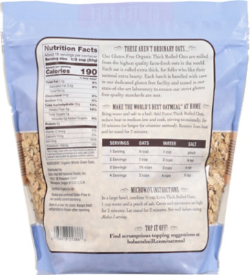 Bobs Red Mill Rolled Oats Gluten Free Organic Extra Thick - 32 Oz - Image 5