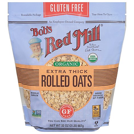 Bobs Red Mill Rolled Oats Gluten Free Organic Extra Thick - 32 Oz