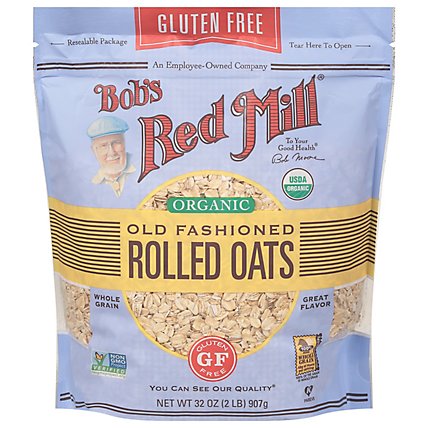Bobs Red Mill Rolled Oats Gluten Free Organic Old Fashioned - 32 Oz - Image 1