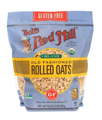 Bobs Red Mill Rolled Oats Gluten Free Organic Old Fashioned - 32 Oz