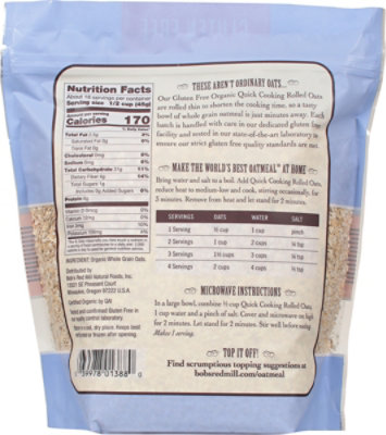 Bobs Red Mill Rolled Oats Gluten Free Organic Quick Cooking - 28 Oz - Image 5