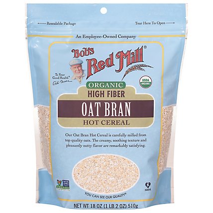 Bobs Red Mill Oat Bran Organic High Fiber Hot Cereal - 18 Oz - Image 2