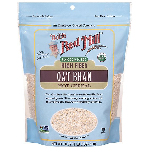 Bobs Red Mill Oat Bran Organic High Fiber Hot Cereal - 18 Oz