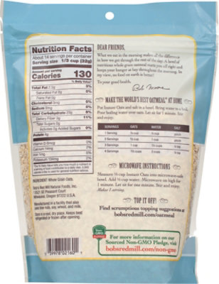 Bobs Red Mill Rolled Oats Instant Whole Grain - 16 Oz - Image 5