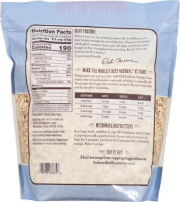 Bob's Red Mill Gluten Free Old Fashion Rolled Oats - 32 Oz - Image 5