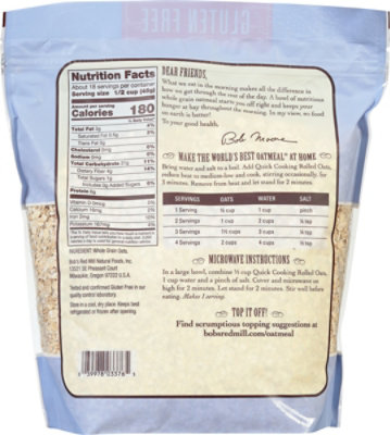 Bobs Red Mill Rolled Oats Gluten Free Quick Cooking - 28 Oz - Image 5