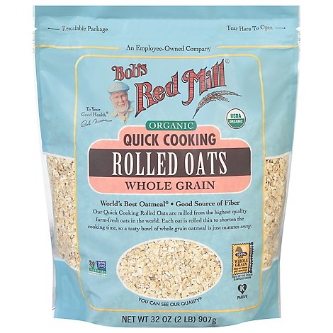 Bobs Red Mill Rolled Oats Organic Quick Cooking - 32 Oz