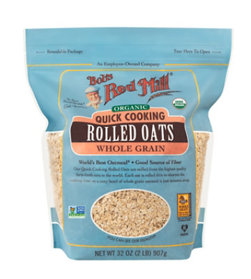 Bobs Red Mill Rolled Oats Organic Quick Cooking - 32 Oz