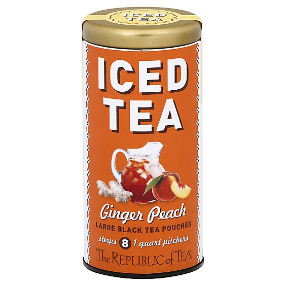 The Republic of Tea Iced Tea Large Black Tea Pouches Ginger Peach - 50 Count