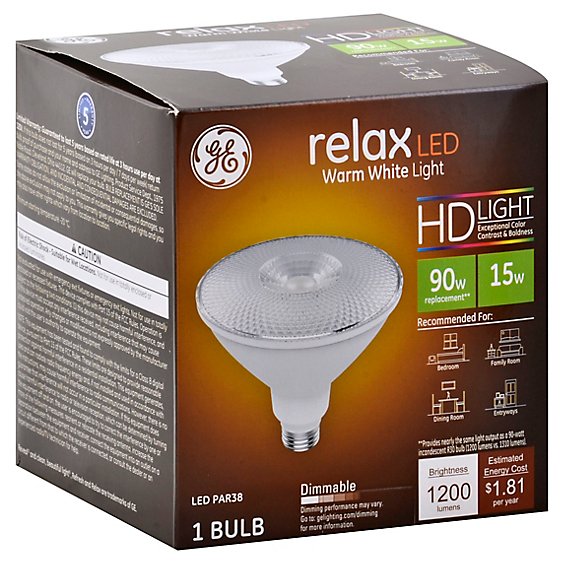 GE Light Bulb LED HD Light Warm White Relax 90 Watts PAR38 Box - 1 Count
