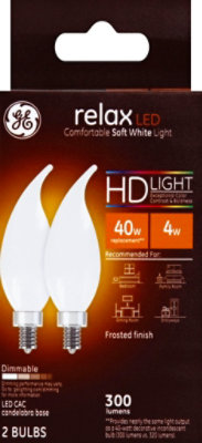 GE Light Bulbs LED HD Light Soft White Relax Frosted Finish 40 Watts CAC Box - 2 Count