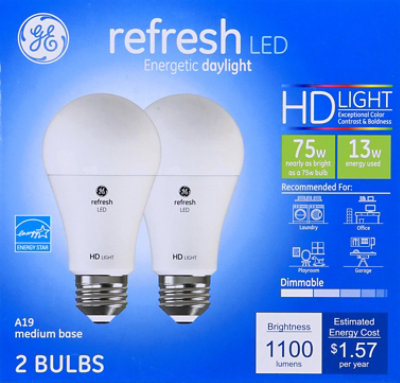 GE Light Bulbs LED HD Light Daylight Refresh 75 Watts A21 Box - 2 Count - Image 2