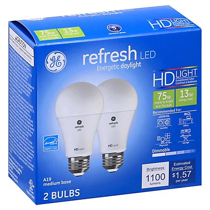 GE Light Bulbs LED HD Light Daylight Refresh 75 Watts A21 Box - 2 Count - Image 1