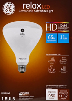 GE Light Bulb LED HD Light Soft White Relax 65 Watts BR40 Box - 1 Count - Image 2