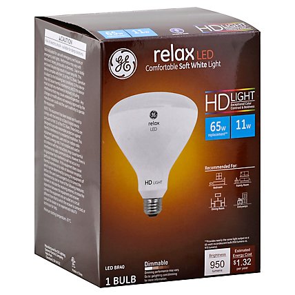 GE Light Bulb LED HD Light Soft White Relax 65 Watts BR40 Box - 1 Count - Image 1
