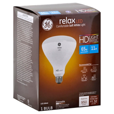 GE Light Bulb LED HD Light Soft White Relax 65 Watts BR40 Box - 1 Count