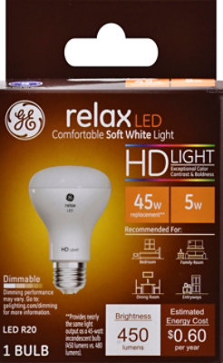 GE Light Bulb LED HD Light Soft White Relax 45 Watts R20 Box - 1 Count - Image 2