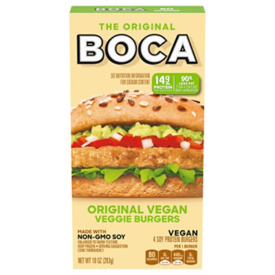 BOCA Original Vegan Veggie Burgers with Non-GMO Soy - 4 Count - Image 1