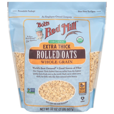 Bobs Red Mill Rolled Oats Organic Extra Thick - 32 Oz - Jewel-Osco
