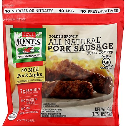 Jones Dairy Farm Sausage All Natural Golden Brown Mild Pork Links 40 Count - 28 Oz - Image 2