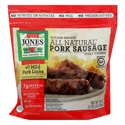 Jones Dairy Farm Sausage All Natural Golden Brown Mild Pork Links 40 Count - 28 Oz