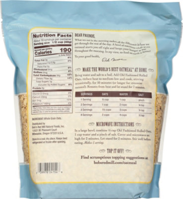 Bob's Red Mill Old Fashioned Whole Grain Rolled Oats - 32 Oz - Image 5