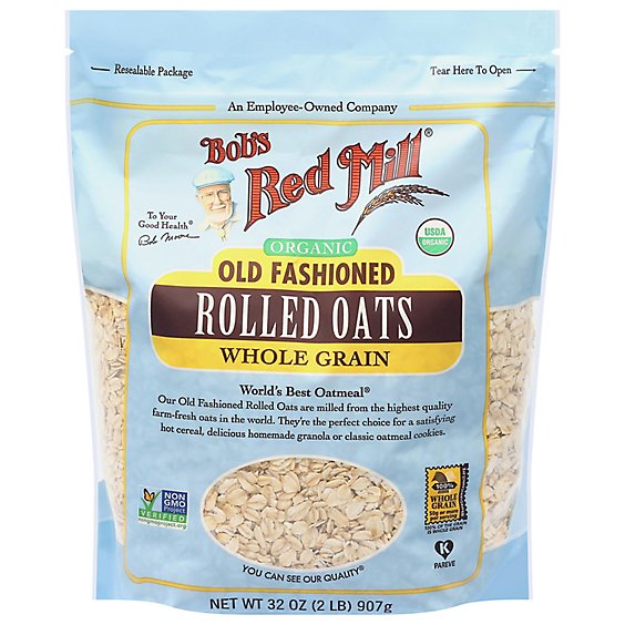 Bobs Red Mill Rolled Oats Organic Old Fashioned - 32 Oz