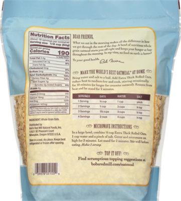 Bob's Red Mill Extra Thick Whole Grain Rolled Oats - 32 Oz - Image 5