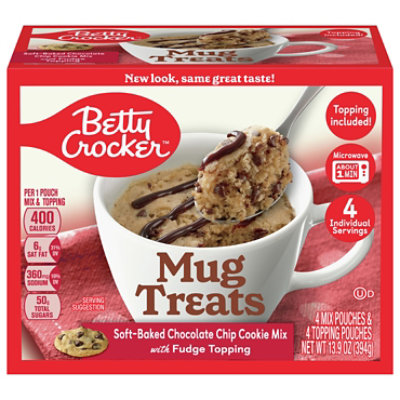 Betty Crocker Cookie Mix Mug Treats Soft-Baked Chocolate Chip Box 4 Count - 13.9 Oz - Image 2