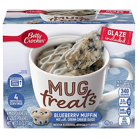 Betty Crocker Muffin Mix Mug Treats Blueberry Box 4 Count - 11.8 Oz