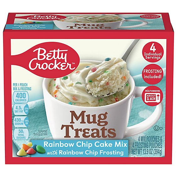 Betty Crocker Cake Mix Mug Treats Rainbow Chip Box 4 Count - 13.9 Oz