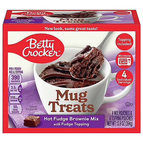 Betty Crocker Brownie Mix Mug Treats Hot Fudge Box 4 Count - 13.9 Oz