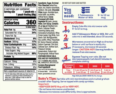 Betty Crocker Cake Mix Mug Treats Triple Chocolate Box 4 Count - 12.5 Oz - Image 5