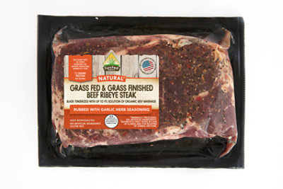 SunFed Ranch Grass Fed Beef Ribeye With Garlic Herb Seasoning - 0.75 LB - Image 1