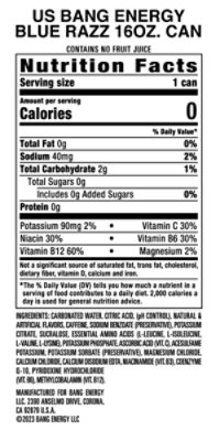 Bang Energy Blue Razz - 16 Fl. Oz. - Image 2