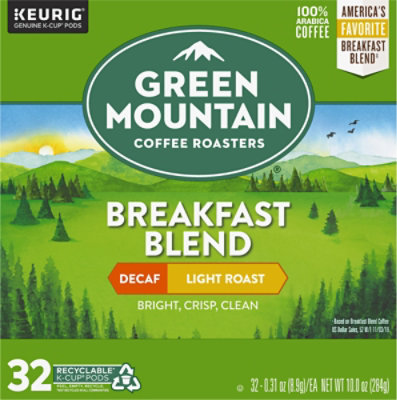 Green Mountain Coffee Roasters Breakfast Blend Decaf Light Roast Coffee K Cup Pods - 32 Count - Image 2