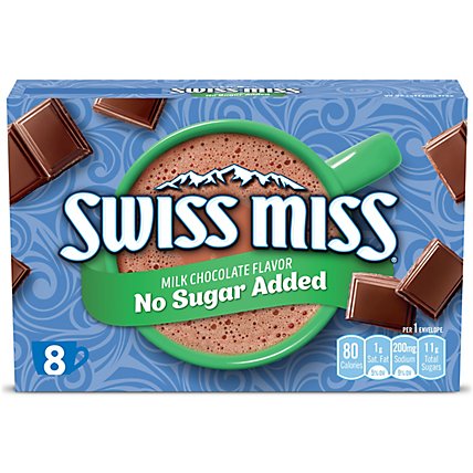 Swiss Miss Hot Cocoa Milk Chocolate No Sugar Added Envelopes - 5.84 Oz - Image 2
