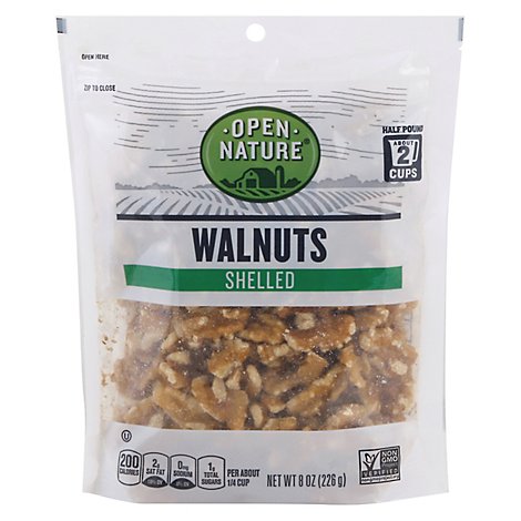 Open Nature Walnuts Shelled - 8 Oz