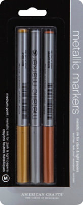 American Crafts Markers Metallic Medium Point Gold Silver Copper Blister Pack - 3 Count - Image 2