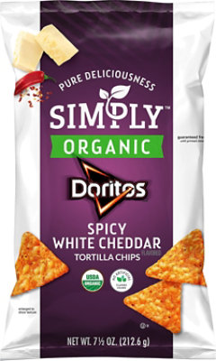Doritos Simply Spicy White Cheddar Tortilla Chips Plas - 7.5 Oz - Image 2
