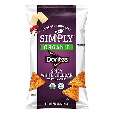 Doritos Simply Spicy White Cheddar Tortilla Chips Plas - 7.5 Oz