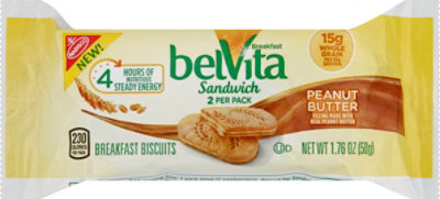 belVita Breakfast Biscuits Sandwich Peanut Butter Wrapper - 1.76 Oz - Image 2