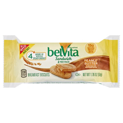 belVita Breakfast Biscuits Sandwich Peanut Butter Wrapper 1.76 Oz