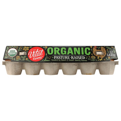 Vital Farms Organic Eggs Pasture Raised Large Grade A Tray - 12 Count - Image 1
