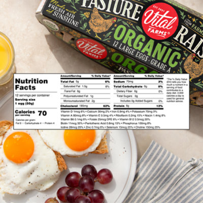 Vital Farms Organic Eggs Pasture Raised Large Grade A Tray - 12 Count - Image 5