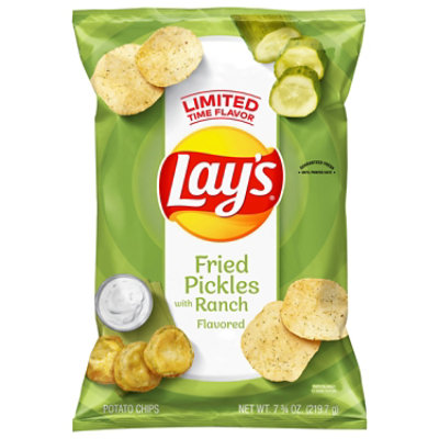 Lays Fried Pickles With Ranch Potato Chips 7.75 Ounce Plastic Bag - 7.75 Oz - Image 3